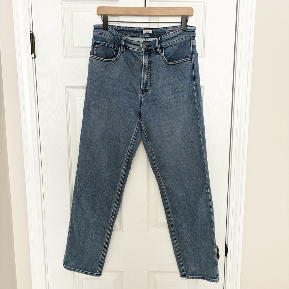 Faherty High Rise Stretch Terry Straight Leg Riverton Blue Jeans Womens 29